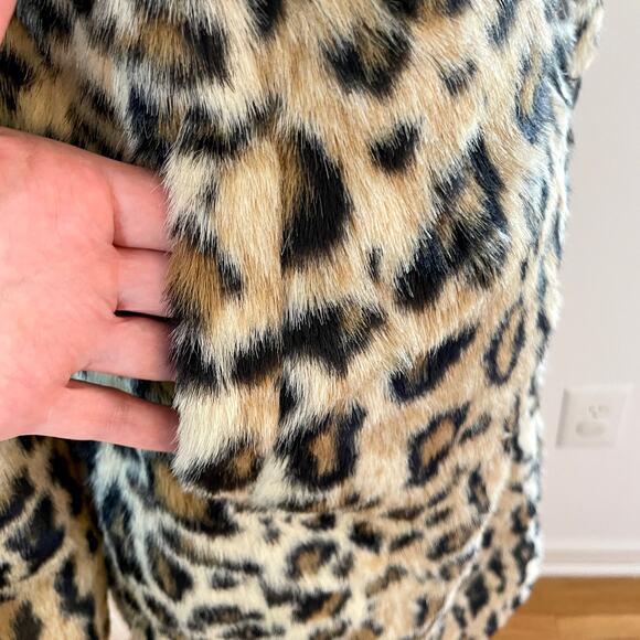 Ellos Faux Fur Animal Print Jacket In Leopard Tan Black Size 10 New - Picture 6 of 11